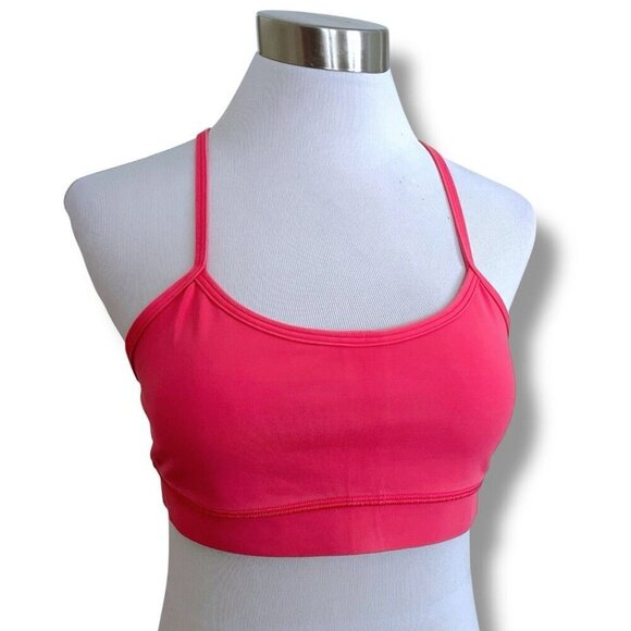 Lululemon Flow Y Sports Bra Sz 8 Coral Wire Free Mesh Back Racerback Yoga Gym - Picture 1 of 6